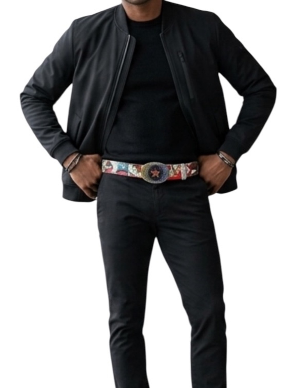 Men's Handcrafted Artisan Belt “Tuff Luck” With Custom Buckle Size 34